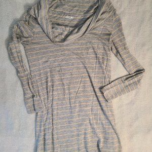 Gray and Beige Striped Long Sleeve Dress